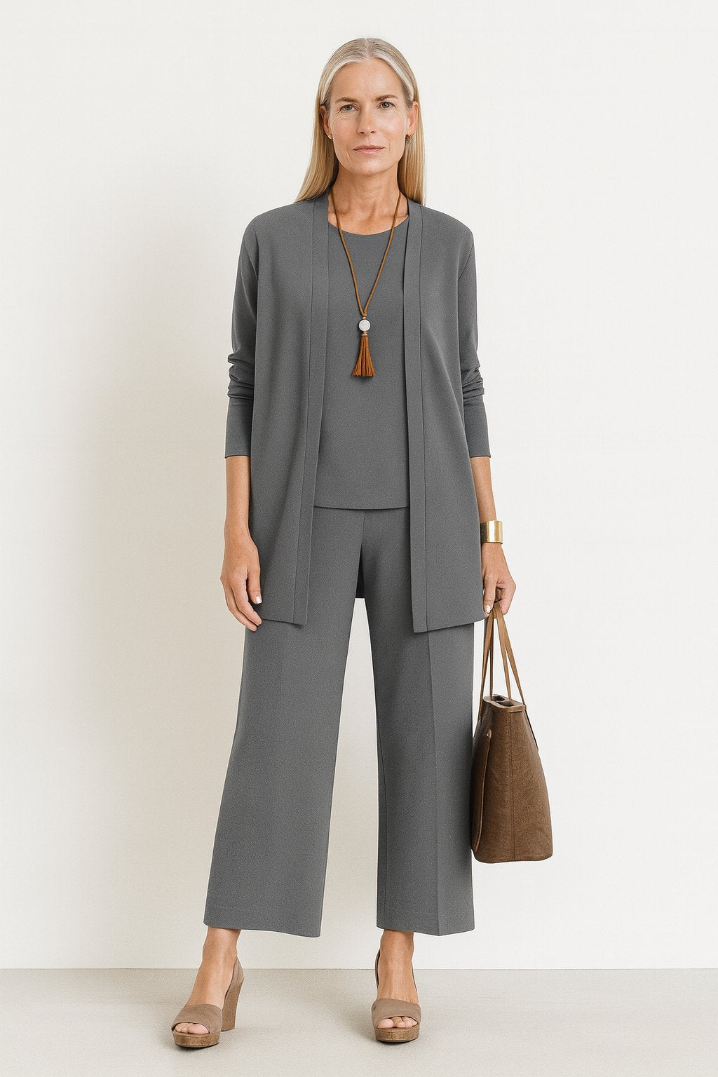 Marlene Three-Piece Longline Cardigan Set