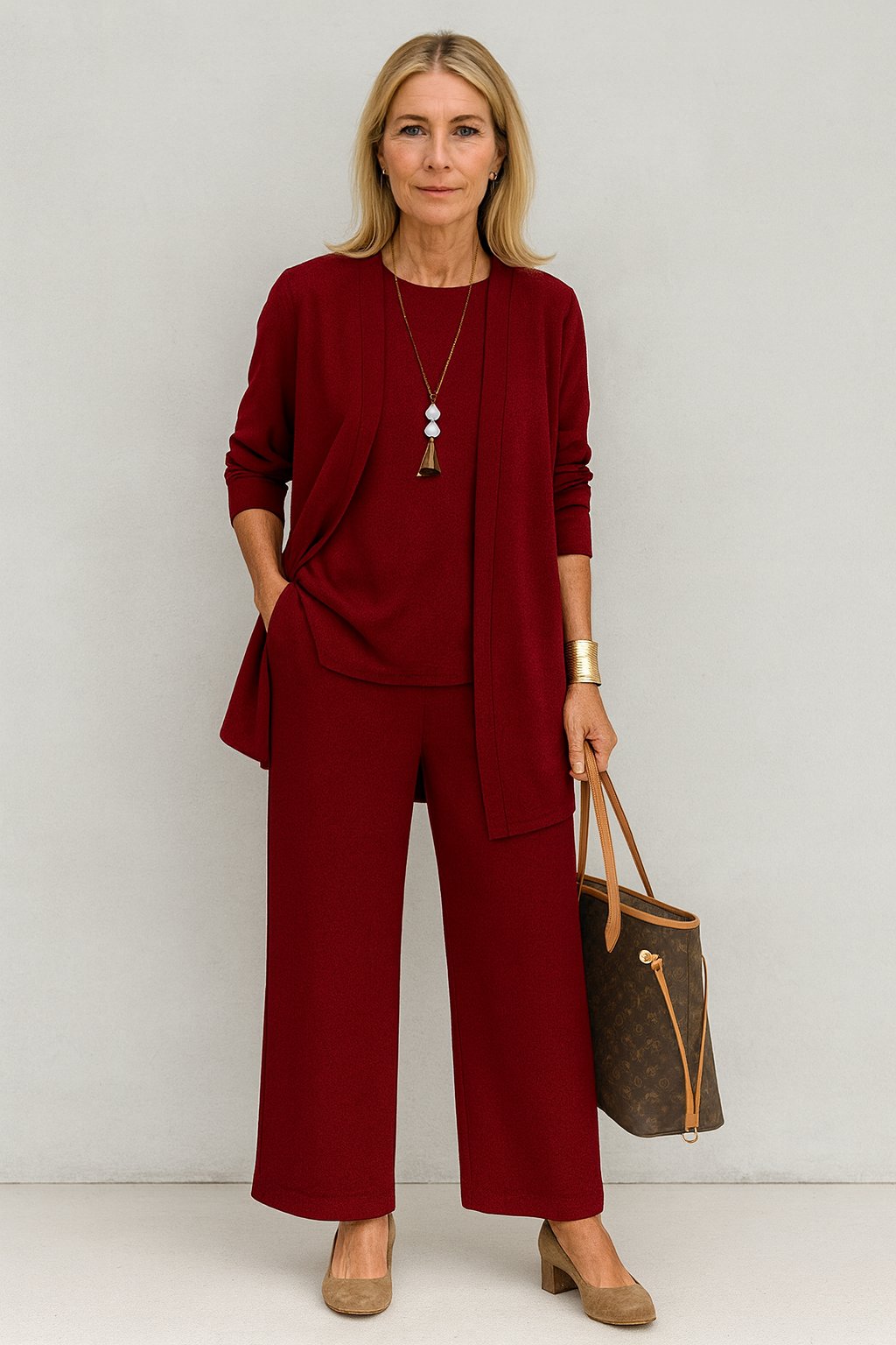 Marlene Three-Piece Longline Cardigan Set