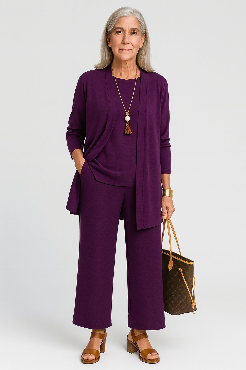Marlene Three-Piece Longline Cardigan Set