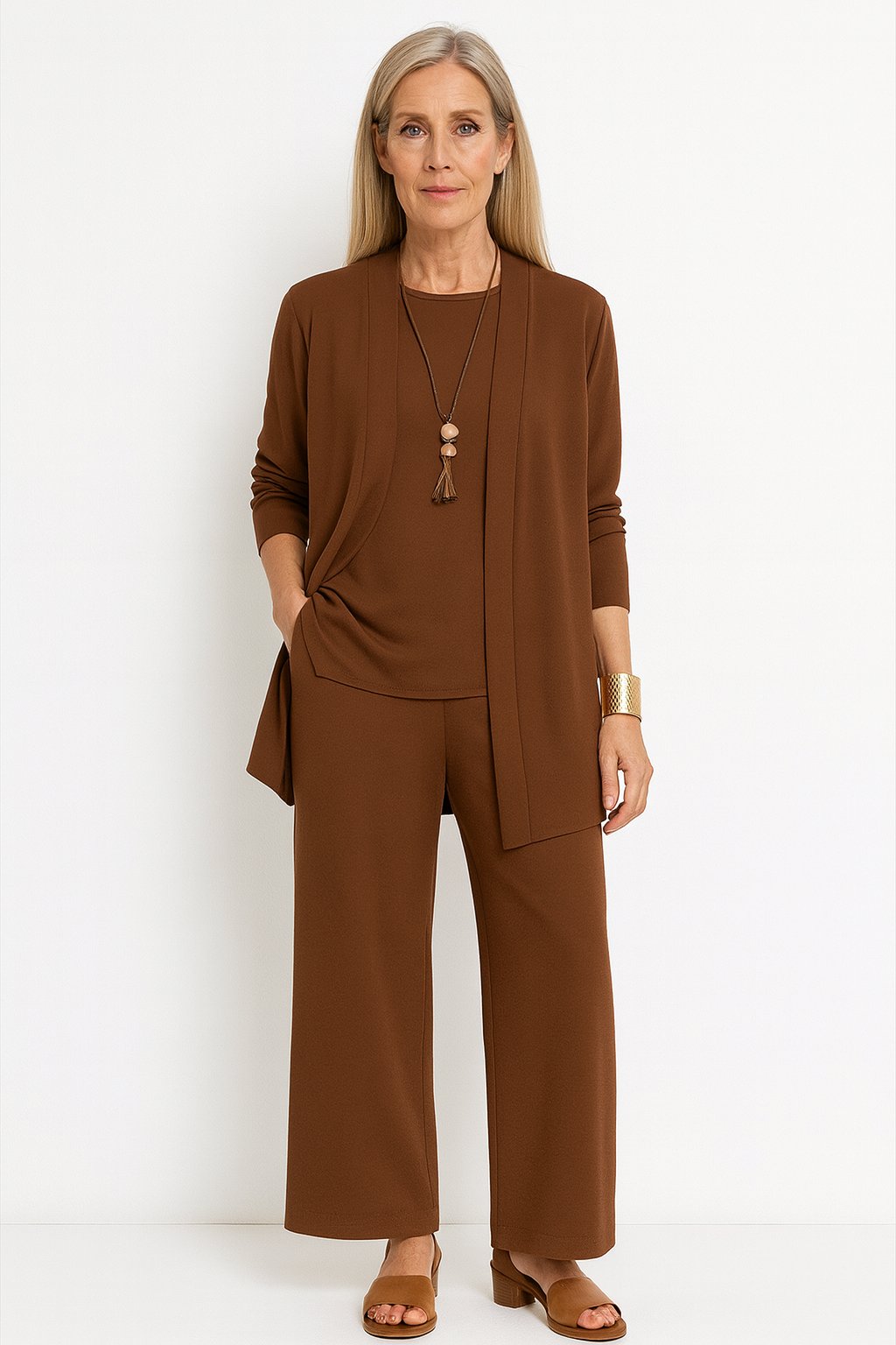 Marlene Three-Piece Longline Cardigan Set