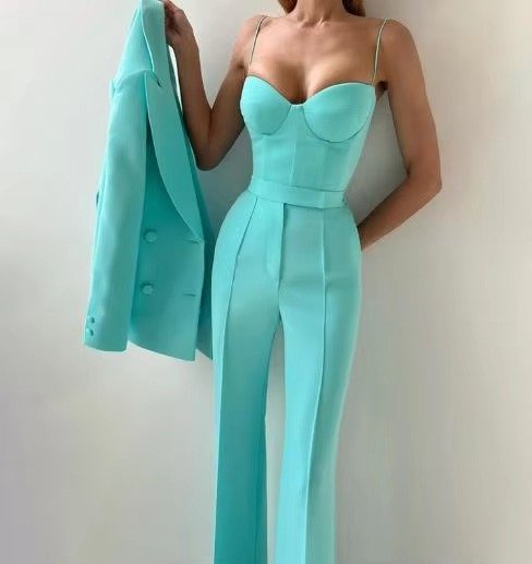 Marlene Three-Piece Mint Blazer Set