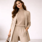 Emilia Three-Piece Knit Loungewear Set with Long Cardigan