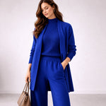 Emilia Three-Piece Knit Loungewear Set with Long Cardigan