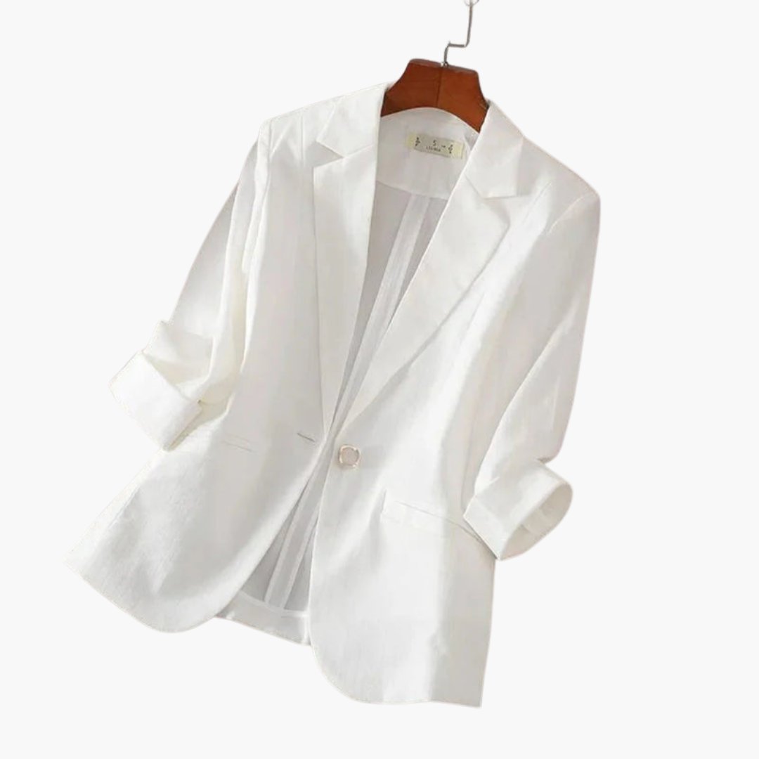Nora Three-Quarter Sleeve Linen Blazer