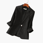 Nora Three-Quarter Sleeve Linen Blazer