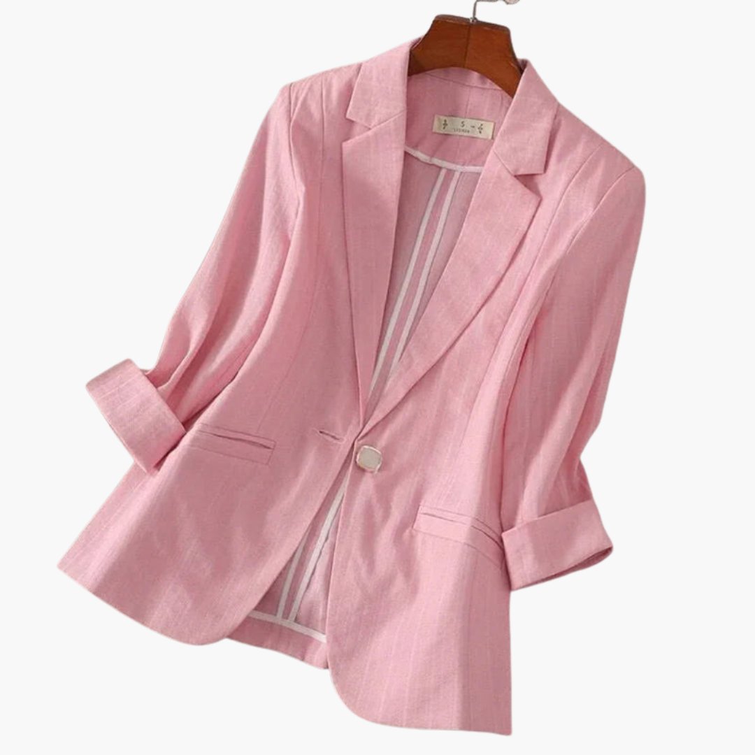Nora Three-Quarter Sleeve Linen Blazer