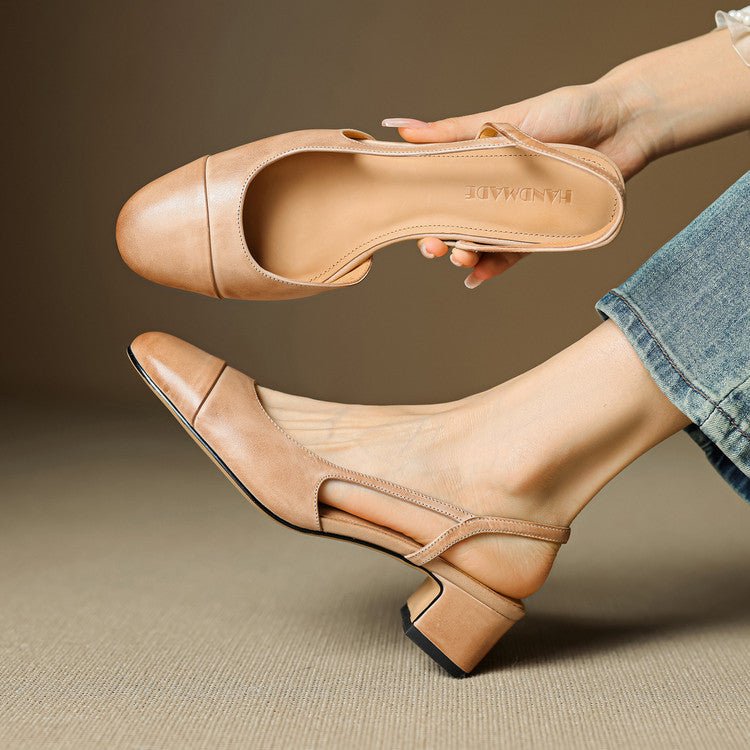 Leonie Leather Almond Toe Slingback Pumps