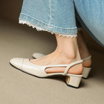 Leonie Leather Almond Toe Slingback Pumps