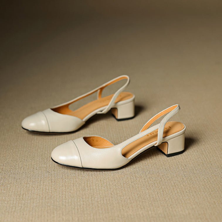 Leonie Leather Almond Toe Slingback Pumps