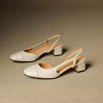 Leonie Leather Almond Toe Slingback Pumps