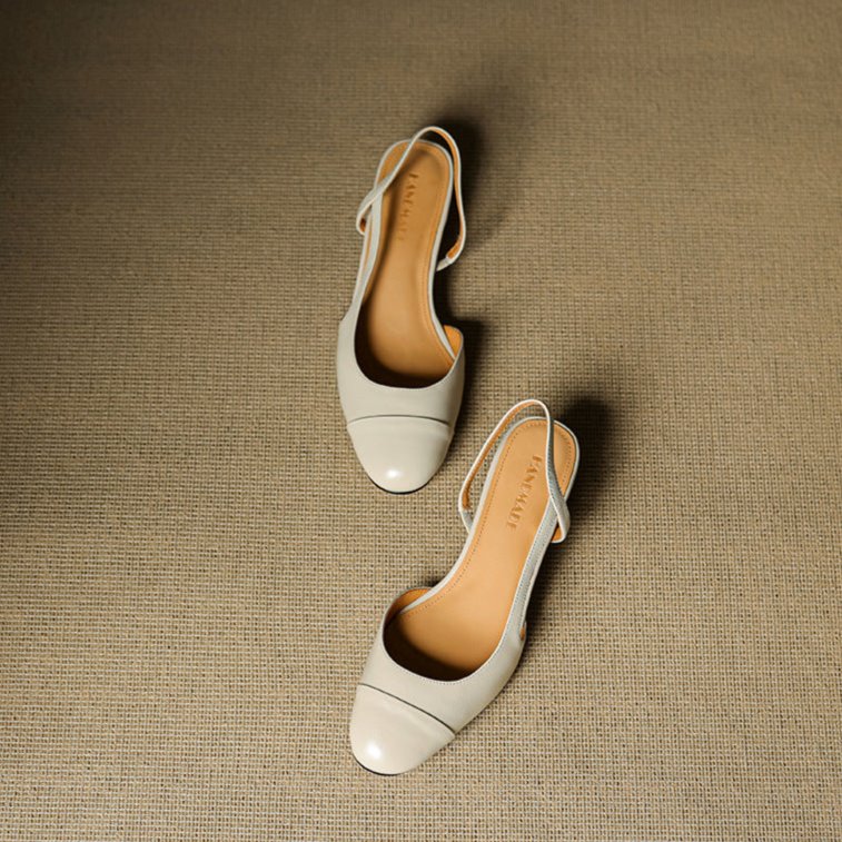 Leonie Leather Almond Toe Slingback Pumps