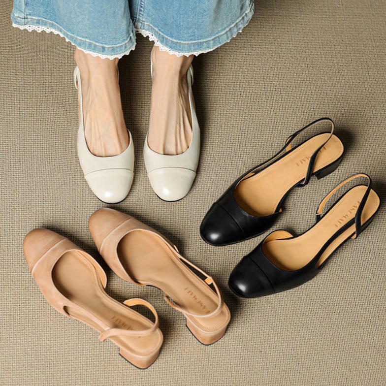 Leonie Leather Almond Toe Slingback Pumps