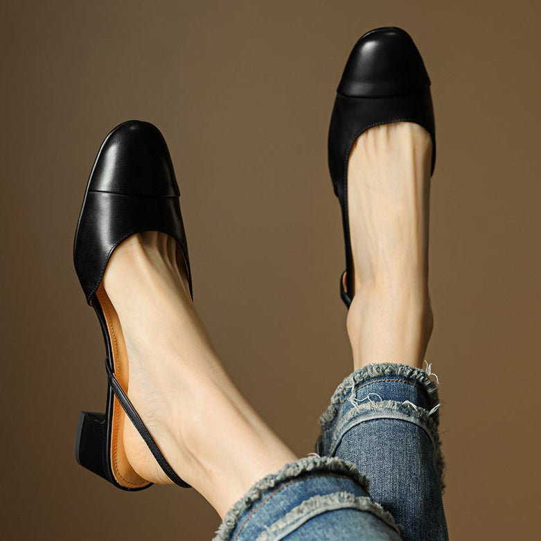 Leonie Leather Almond Toe Slingback Pumps