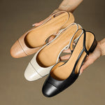 Leonie Leather Almond Toe Slingback Pumps