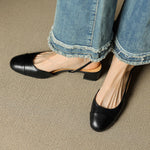 Leonie Leather Almond Toe Slingback Pumps