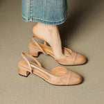 Leonie Leather Almond Toe Slingback Pumps