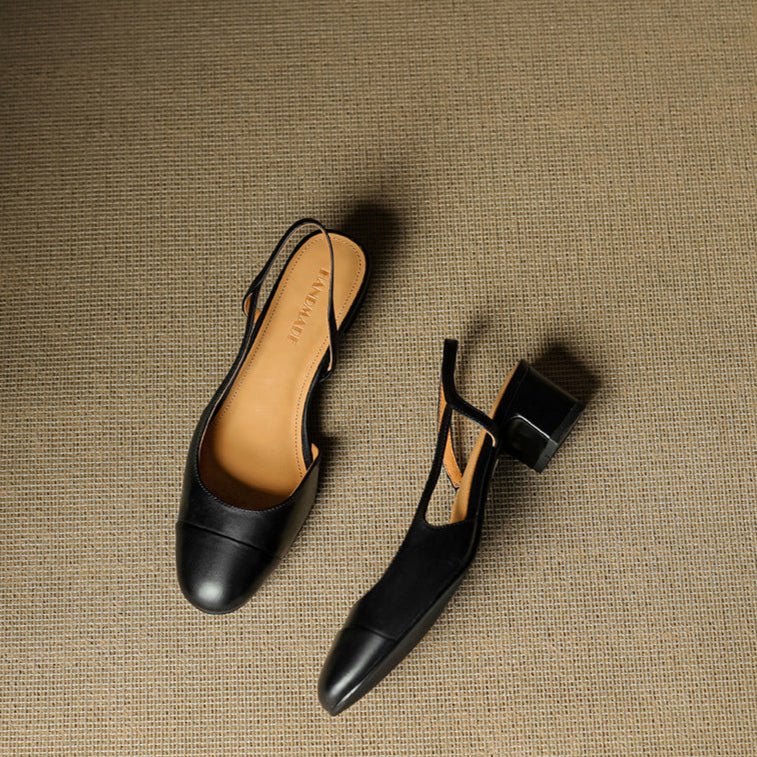 Leonie Leather Almond Toe Slingback Pumps