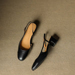 Leonie Leather Almond Toe Slingback Pumps