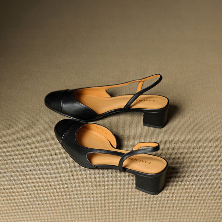 Leonie Leather Almond Toe Slingback Pumps