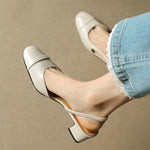 Leonie Leather Almond Toe Slingback Pumps