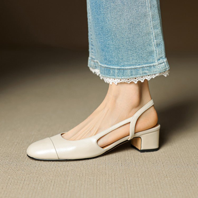 Leonie Leather Almond Toe Slingback Pumps