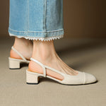 Leonie Leather Almond Toe Slingback Pumps