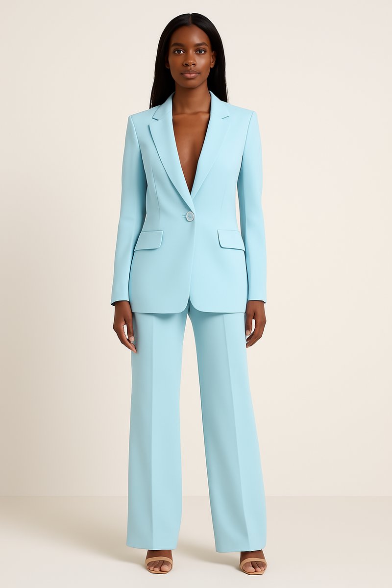 Johanna One-Button Blazer & Wide-Leg Trouser Set