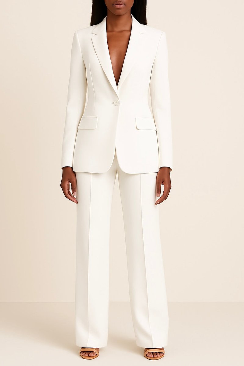 Johanna One-Button Blazer & Wide-Leg Trouser Set