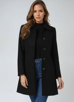 Emilia Single-Breasted Lapel-Collar Longline Coat