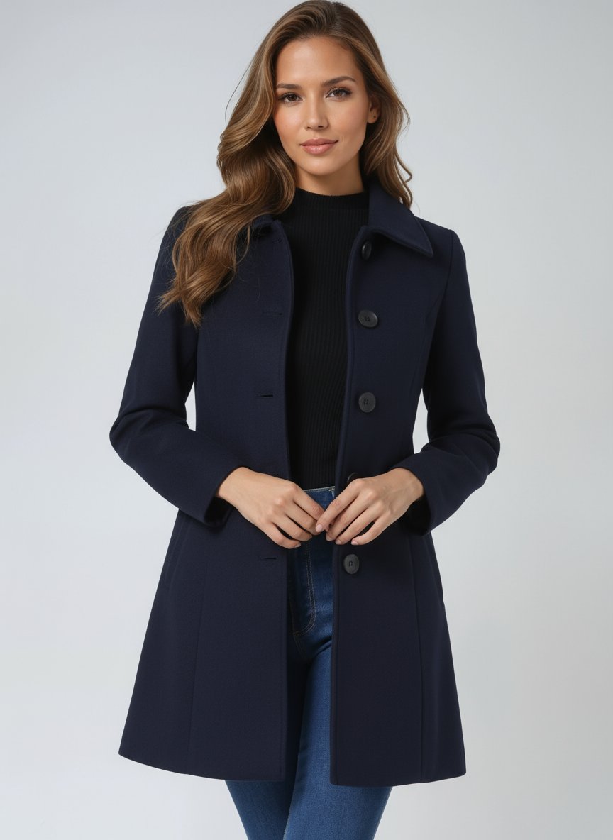 Emilia Single-Breasted Lapel-Collar Longline Coat