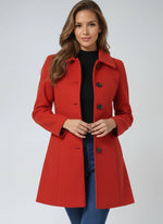 Emilia Single-Breasted Lapel-Collar Longline Coat
