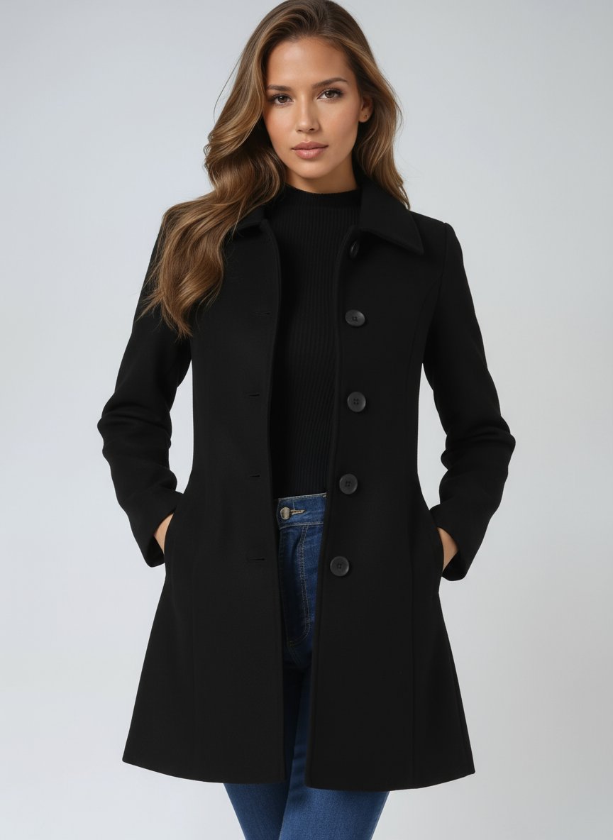 Emilia Single-Breasted Lapel-Collar Longline Coat