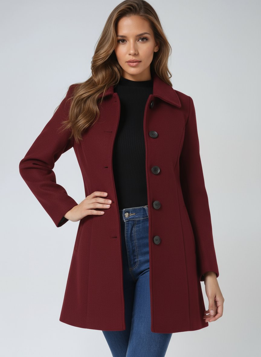 Emilia Single-Breasted Lapel-Collar Longline Coat