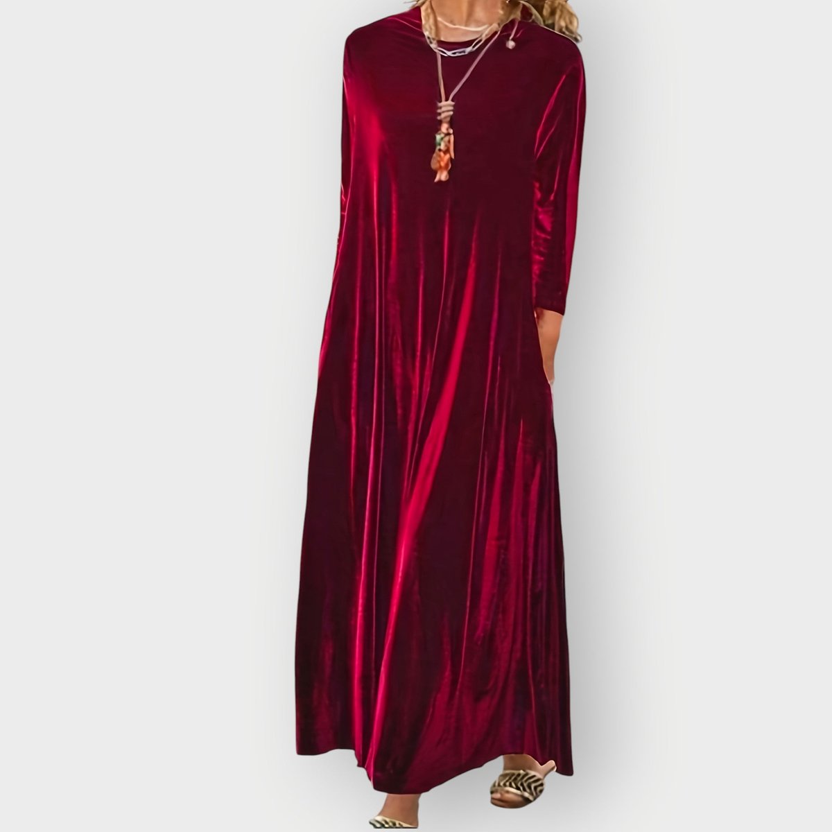 Elisabeth Long-Sleeve Velvet Maxi Dress