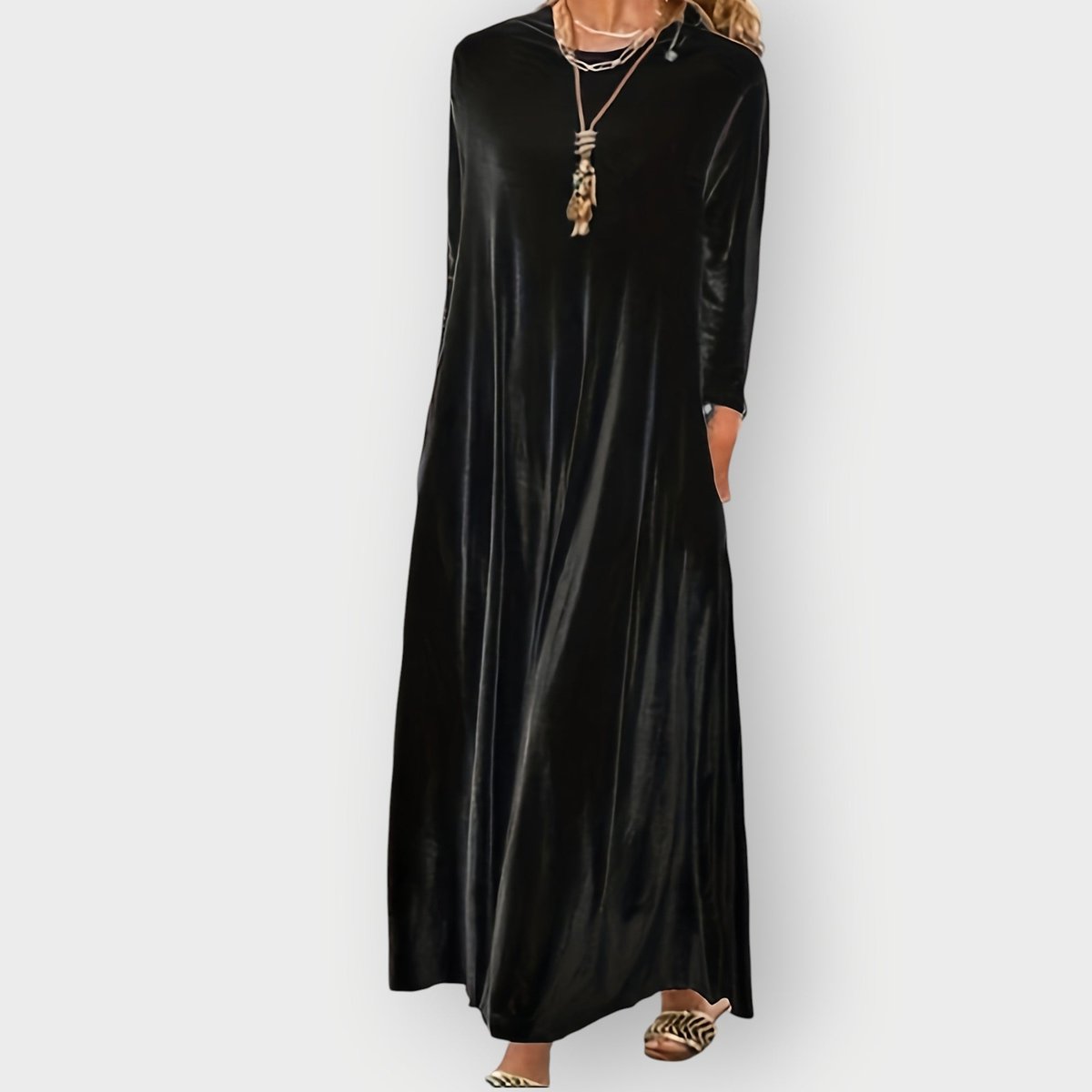 Elisabeth Long-Sleeve Velvet Maxi Dress