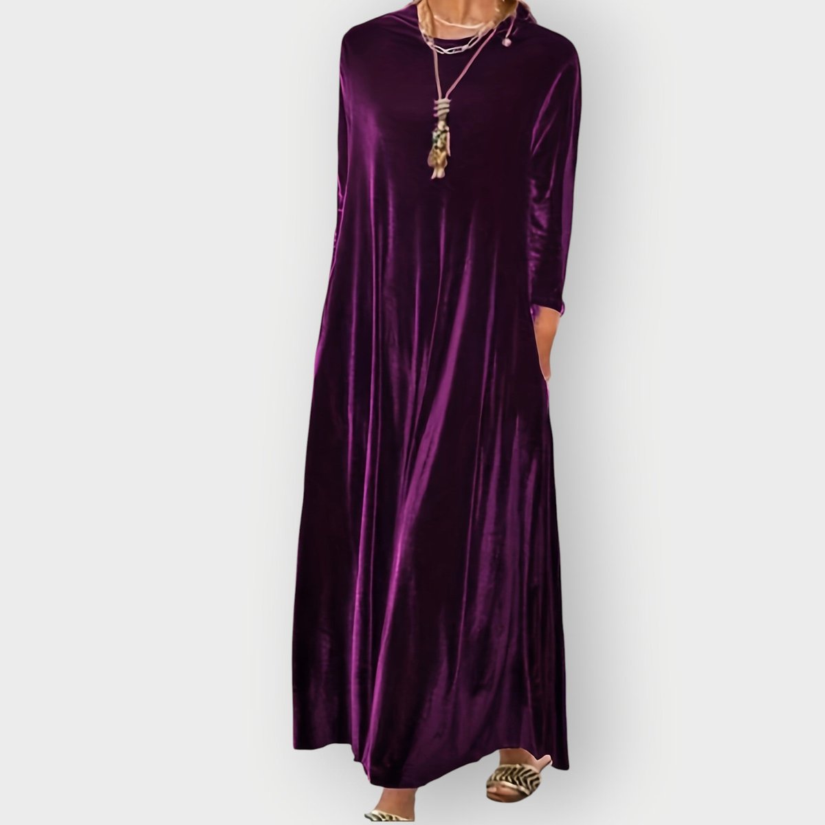 Elisabeth Long-Sleeve Velvet Maxi Dress