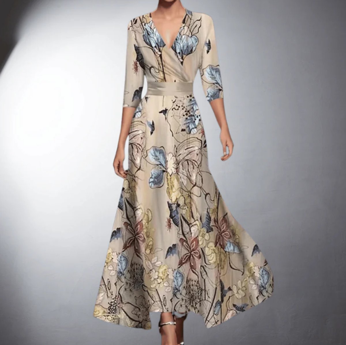 Lena Floral V-Neck Maxi Dress