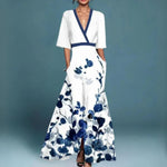 Emilia Floral V-Neck Maxi Evening Dress