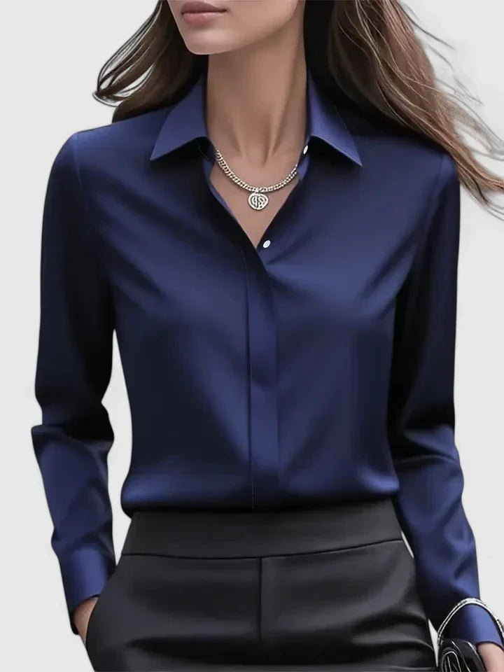 Frieda Satin Business Blouse with Hidden Placket