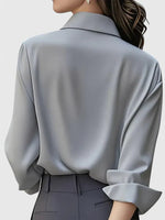 Frieda Satin Business Blouse with Hidden Placket