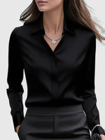 Frieda Satin Business Blouse with Hidden Placket