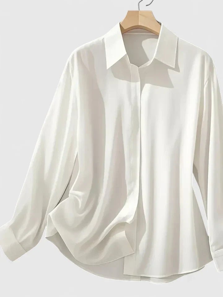 Frieda Satin Business Blouse with Hidden Placket