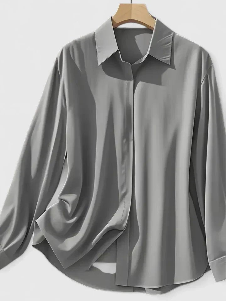 Frieda Satin Business Blouse with Hidden Placket