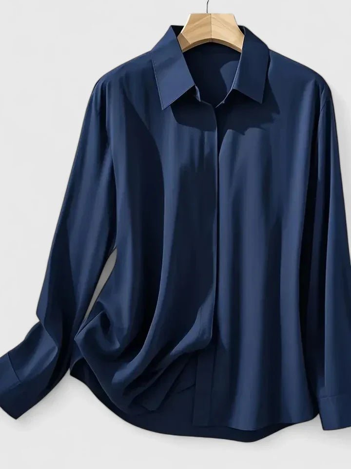 Frieda Satin Business Blouse with Hidden Placket