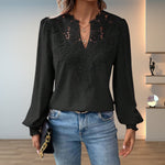 Clara Lace-Trim V-Neck Blouse