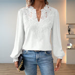 Clara Lace-Trim V-Neck Blouse