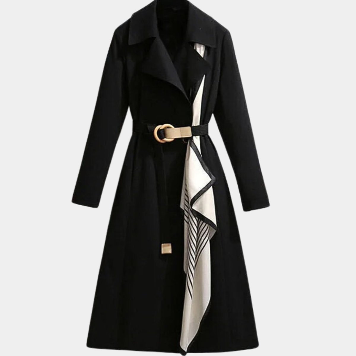 Mia Elegant Belted Midi Trench Coat