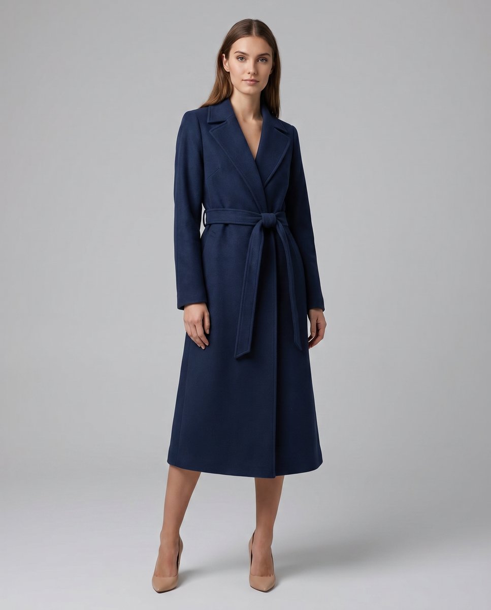 Clara Belted Wool-Blend Trench Coat