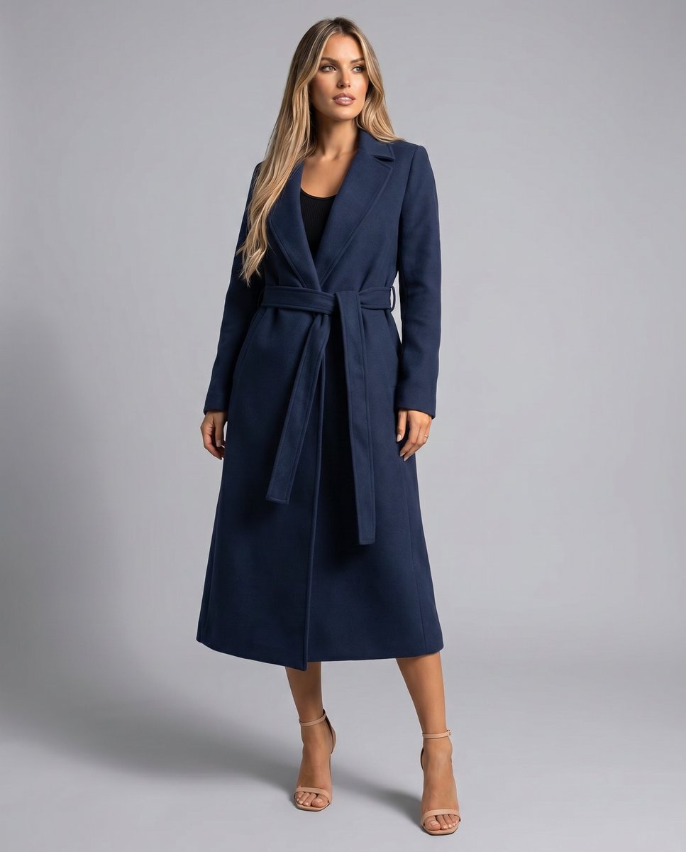 Clara Belted Wool-Blend Trench Coat