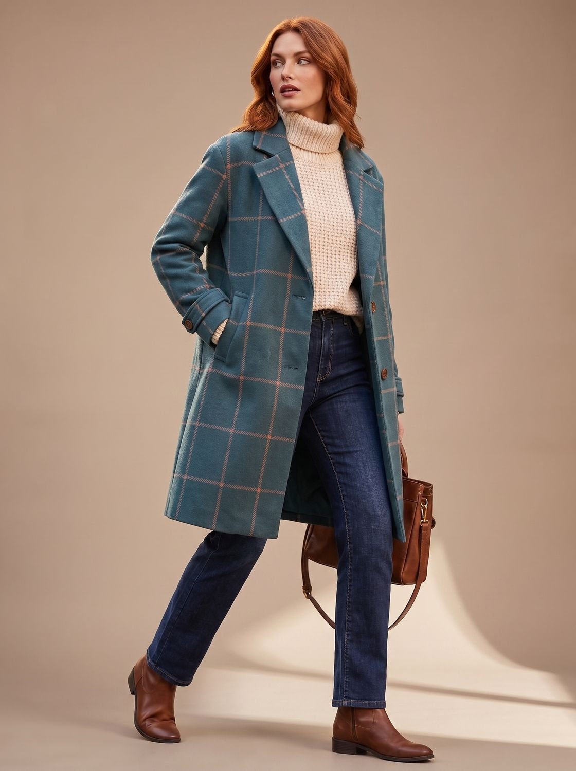 Elfriede Tailored Plaid Winter Coat